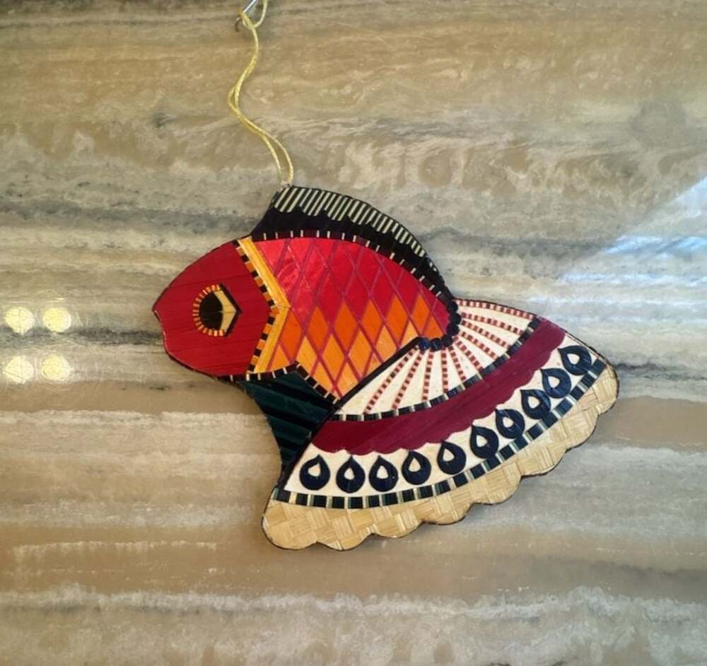 Handcrafted Painted Wooden Fish Ornament Wall Art